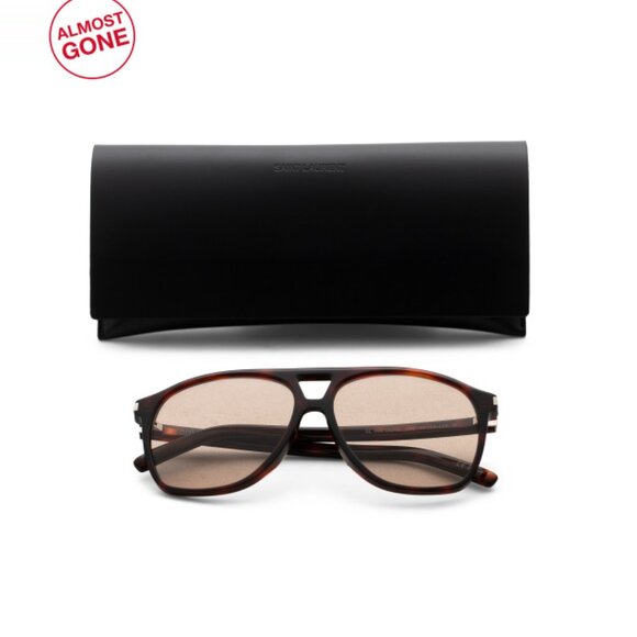 SAINT LAURENT Havana Brown 58mm Aviator Sunglasses - Picture 1 of 2